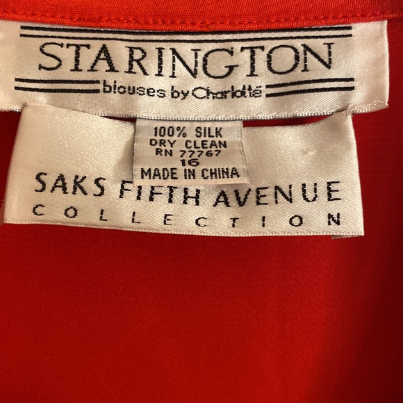 Vintage Starington Blouses by Charlotte Saks Fifth Avenue Collection Silk Top 16 - Picture 4 of 5